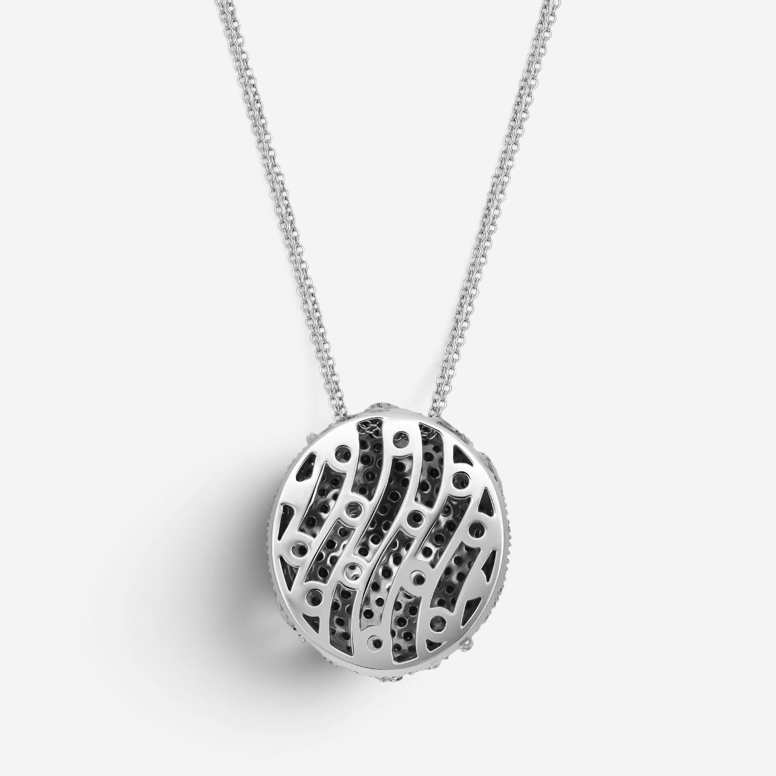 Salvini 18K White Gold Black & White Diamond Round Pendant Necklace 044127