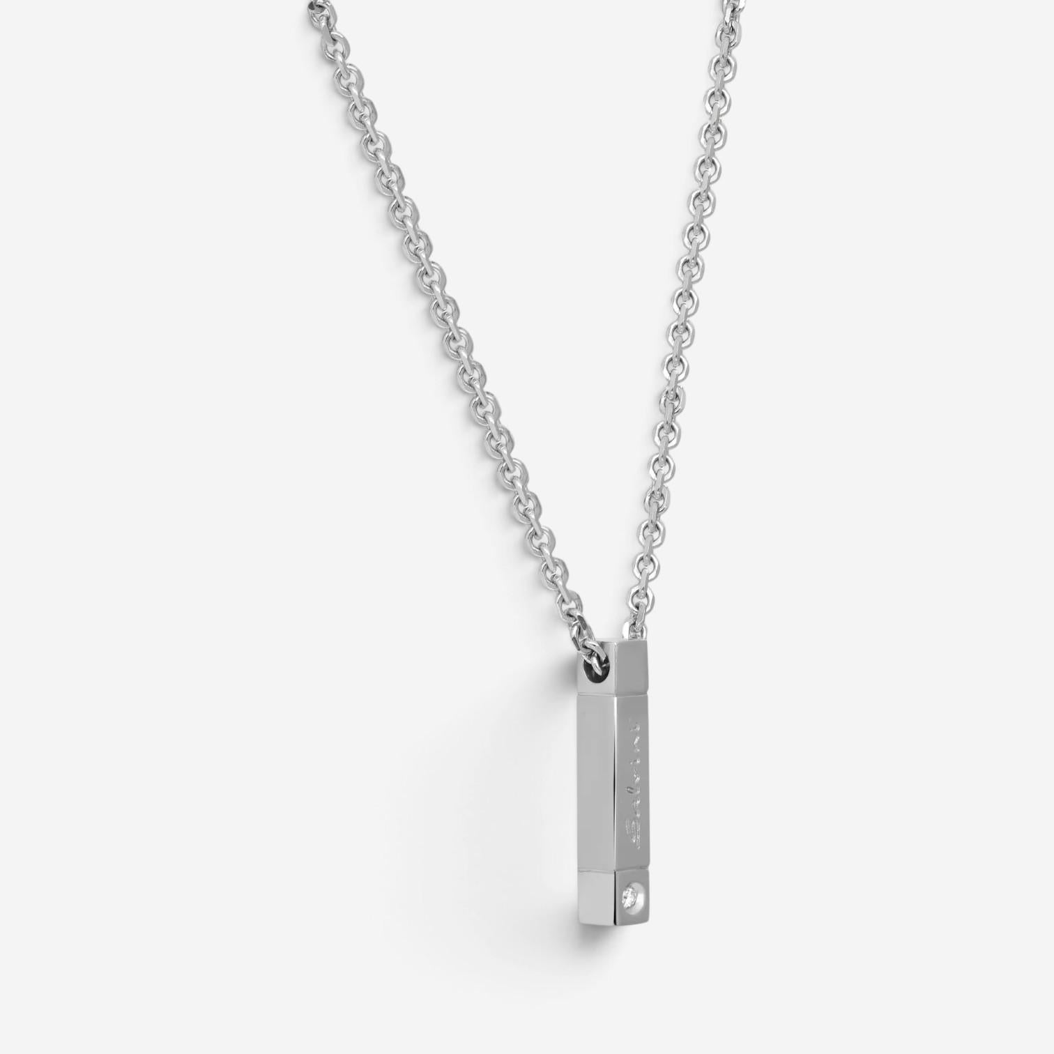 Salvini 18K White Gold Diamond Bar Pendant Necklace 044134