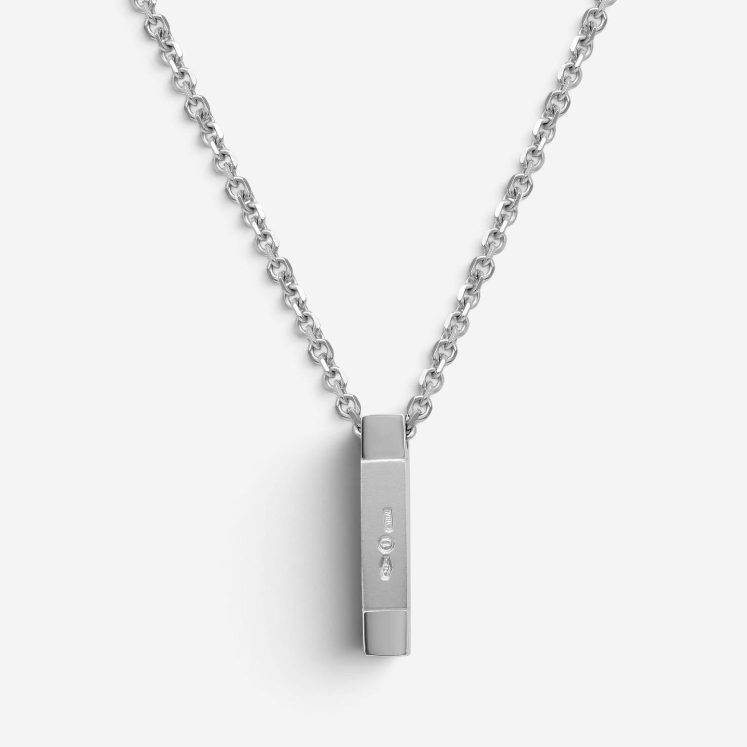 Salvini 18K White Gold Diamond Bar Pendant Necklace 044134