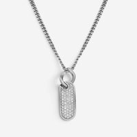 Salvini 18K White Gold Diamond Bar Pendant Necklace 044138