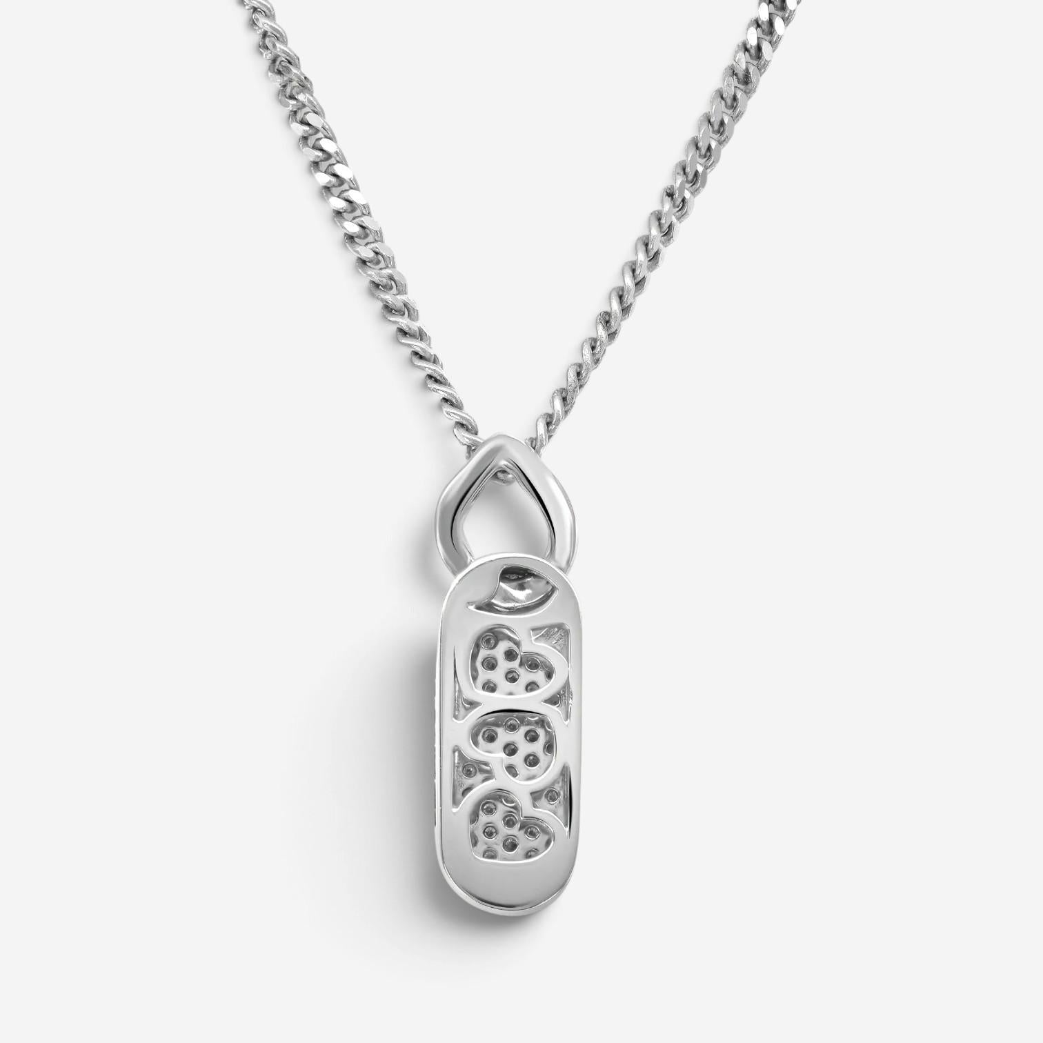 Salvini 18K White Gold Diamond Bar Pendant Necklace 044138