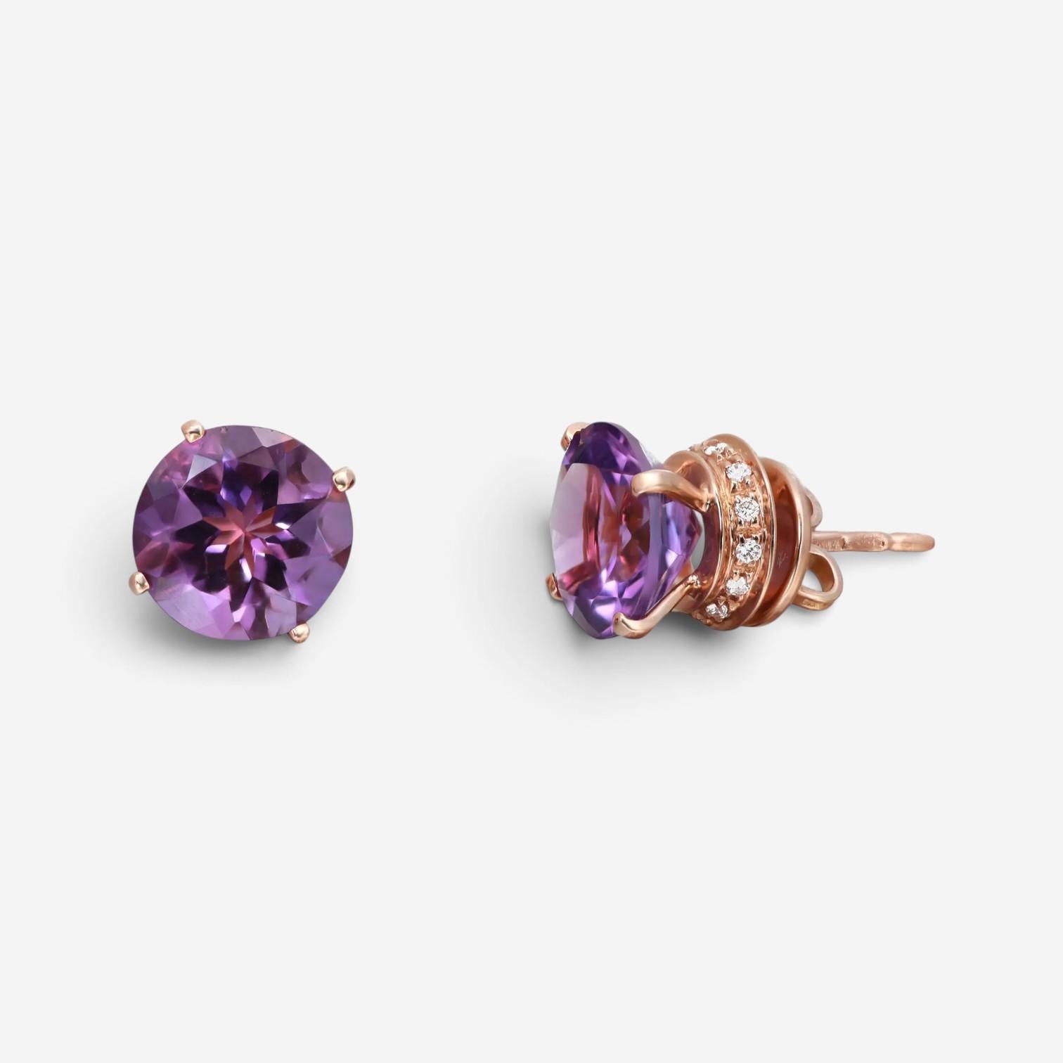 Salvini 18K Rose Gold Amethyst & Diamond Stud Earrings 044141