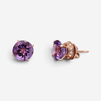 Salvini 18K Rose Gold Amethyst & Diamond Stud Earrings 044141