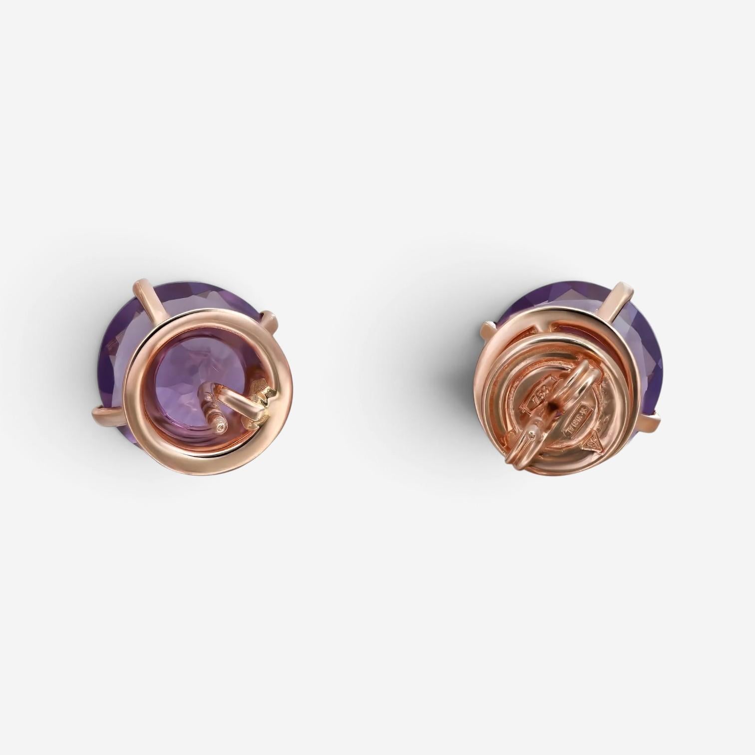 Salvini 18K Rose Gold Amethyst & Diamond Stud Earrings 044141