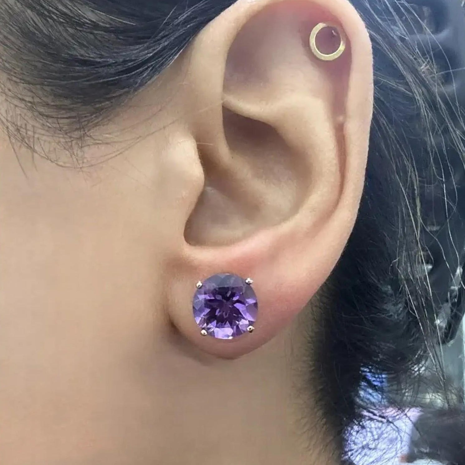 Salvini 18K Rose Gold Amethyst & Diamond Stud Earrings 044141