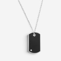 Salvini 18K White Gold Diamond & Onyx Bar Pendant Necklace 044143