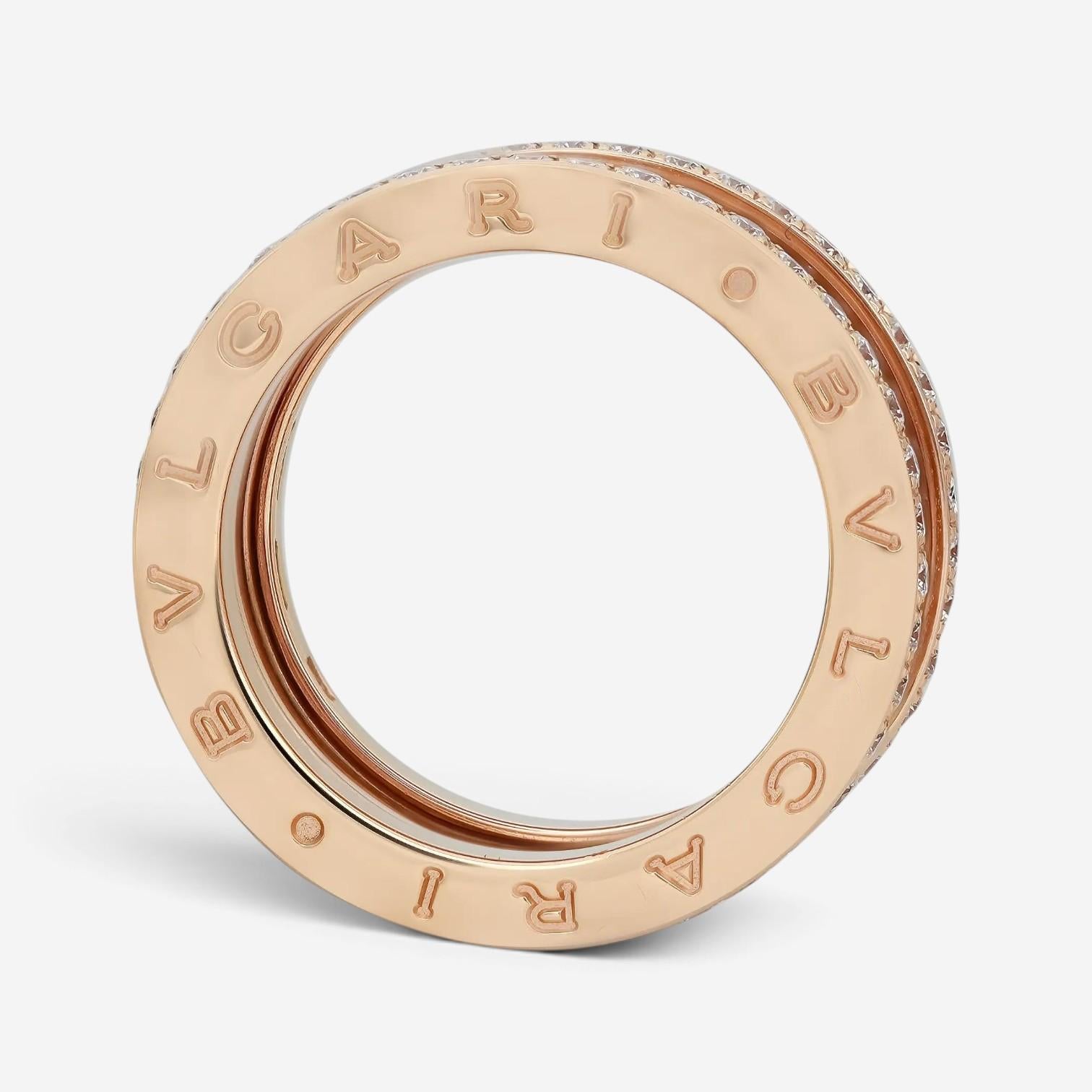 Bulgari B.Zero1 Diamond 18K Rose Gold Diamond Four Band Ring Sz. 8 04619
