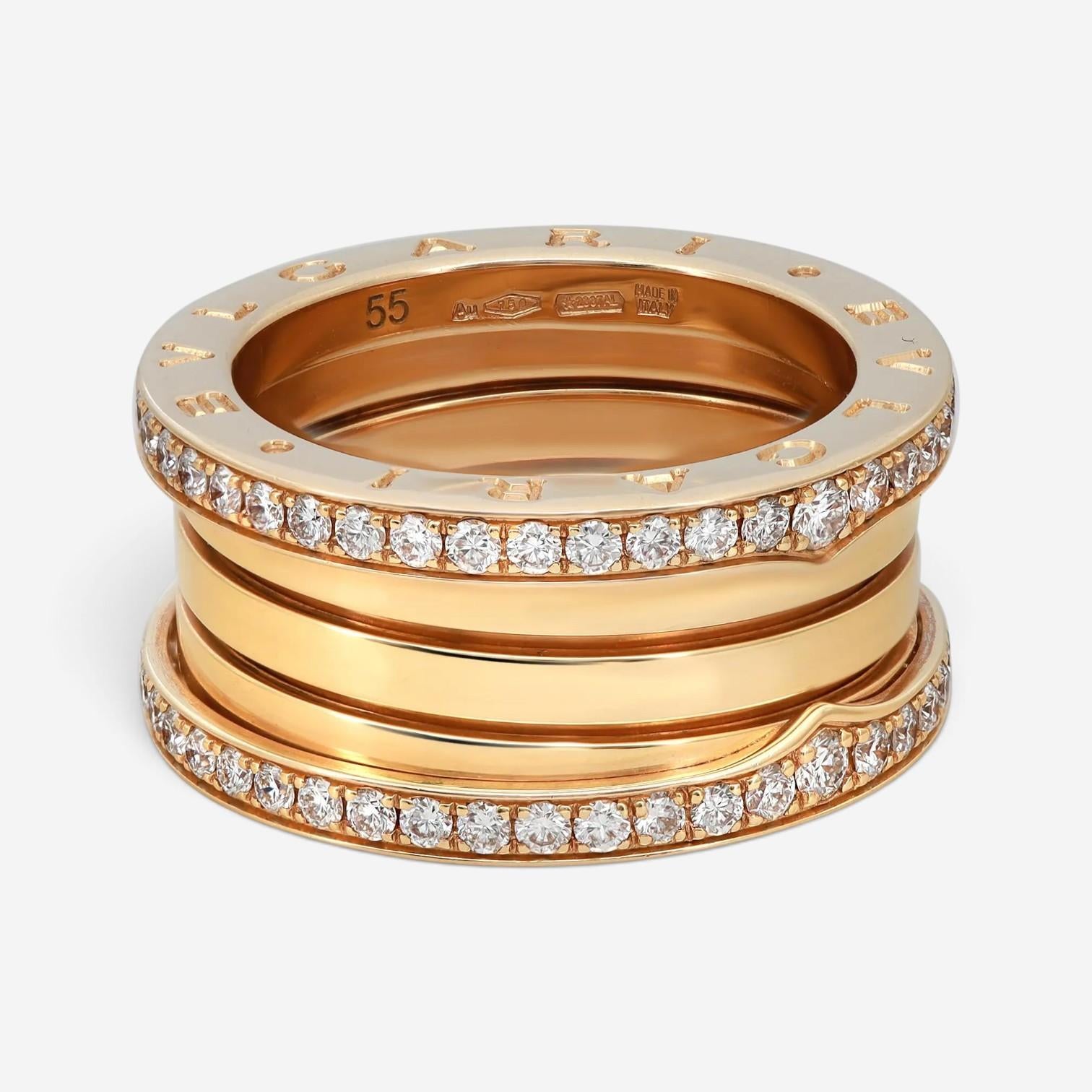 Bulgari B.Zero1 Diamond 18K Yellow Gold Diamond Four Band Ring Sz. 7 04624
