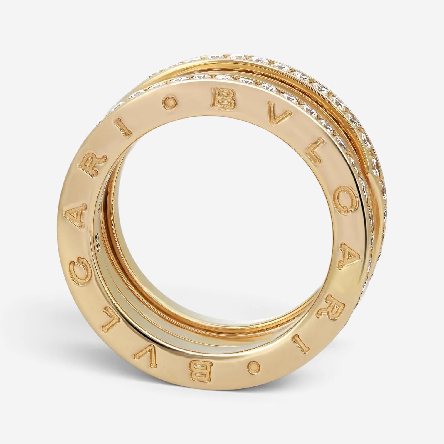 Bulgari B.Zero1 Diamond 18K Yellow Gold Diamond Four Band Ring Sz. 7 04624