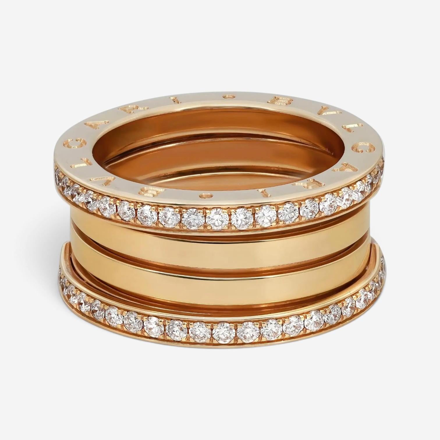 Bulgari B.Zero1 Diamond 18K Yellow Gold Diamond Four Band Ring Sz. 7 04624