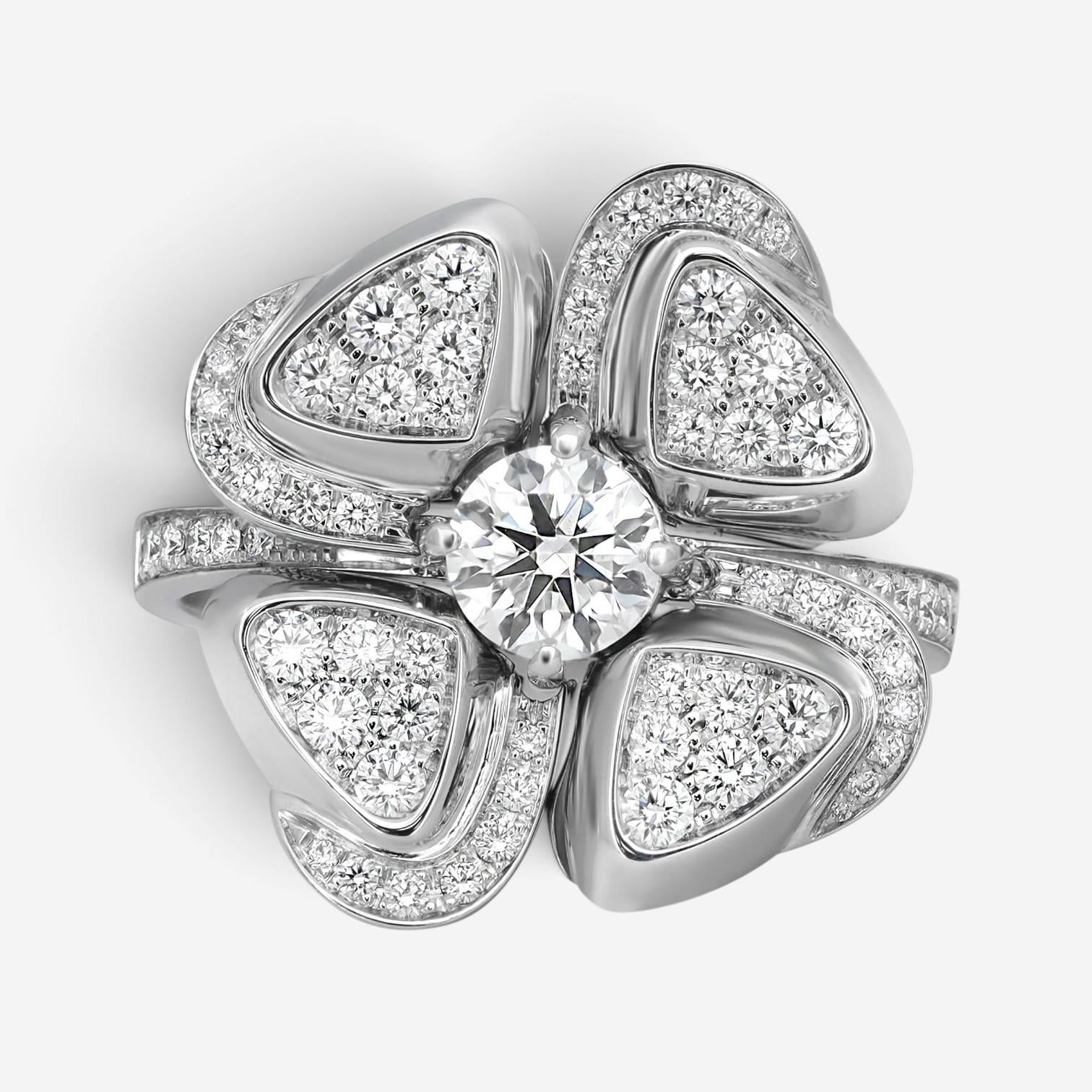 Bulgari Fiorever 18K White Gold Diamond Ring Sz. 7 354511