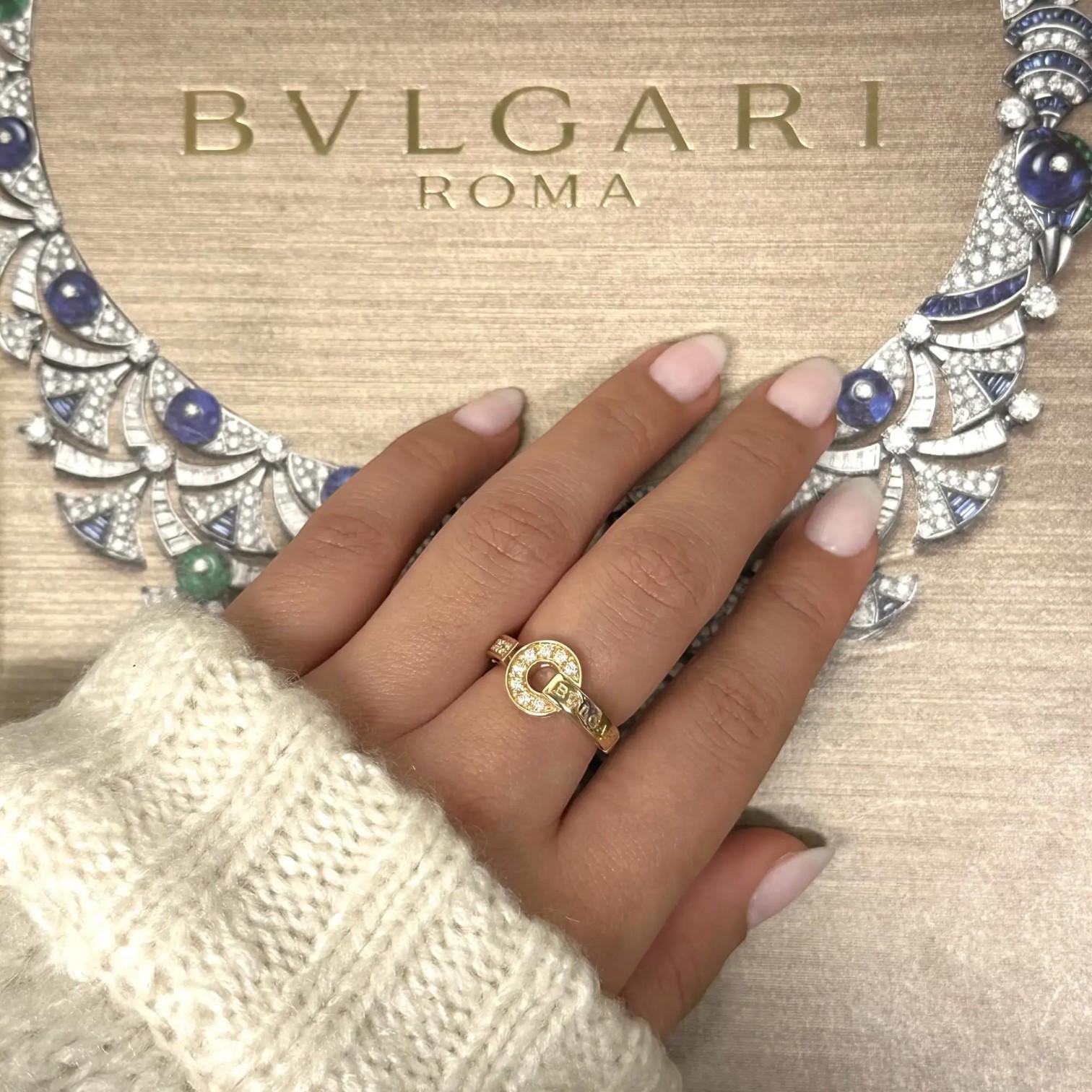 Bulgari Bulgari 18K Rose Gold Diamond Ring Sz. 6.5 346209