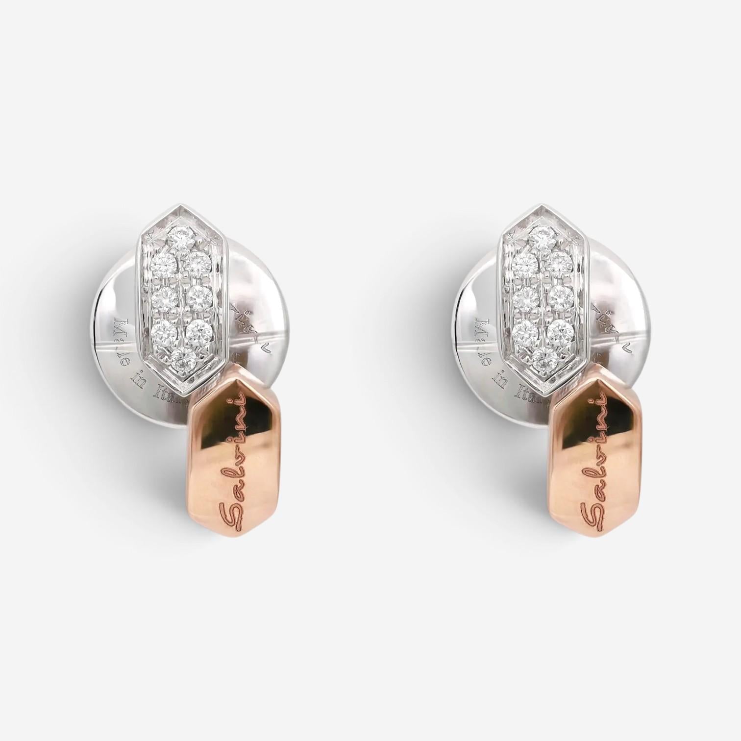 Salvini 18K White & Rose Gold Diamond Stud Earrings 20024142