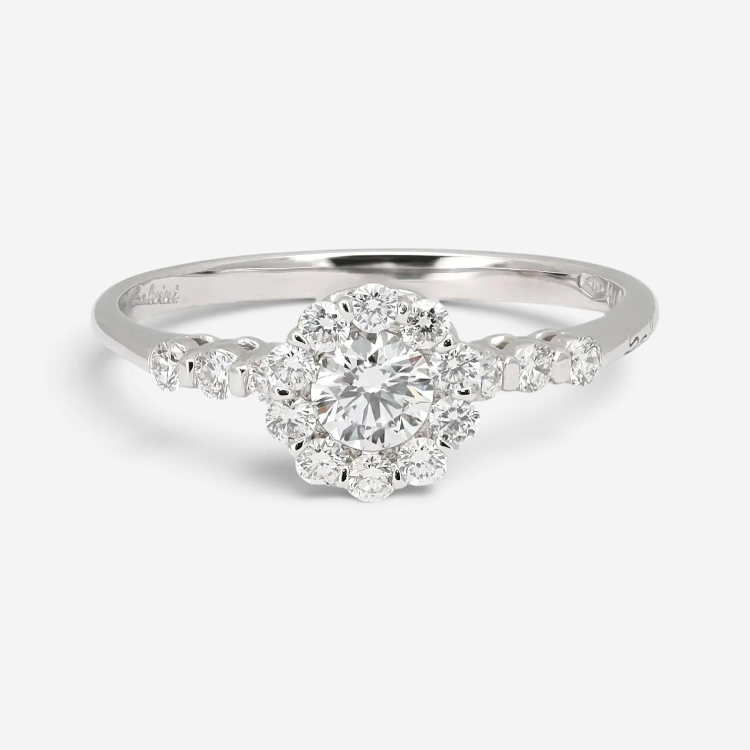 Salvini 18K White Gold Diamond Halo Engagement Ring Sz. 6.75 20063722