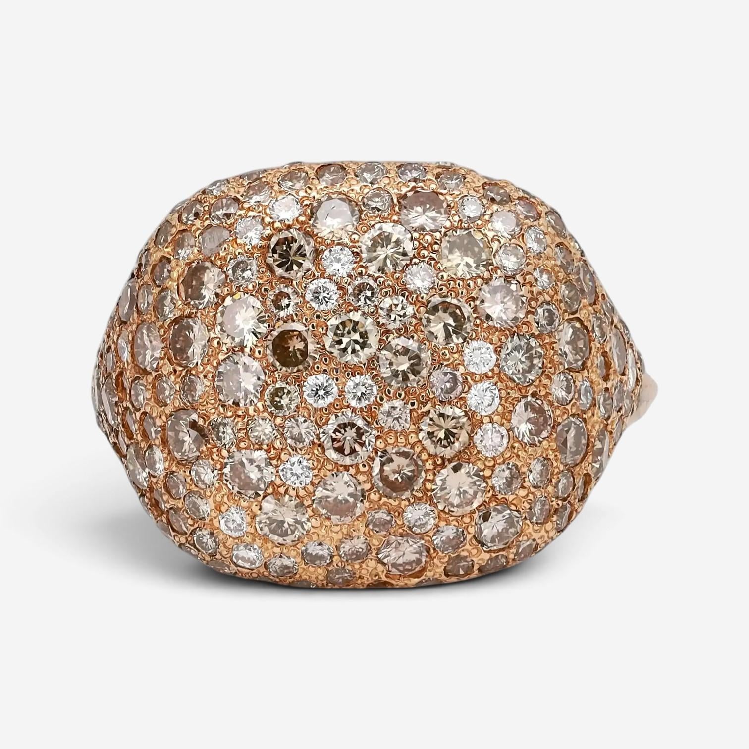 Salvini 18K Rose Gold White & Brown Diamond Signet Ring Sz. 6.5 20056364