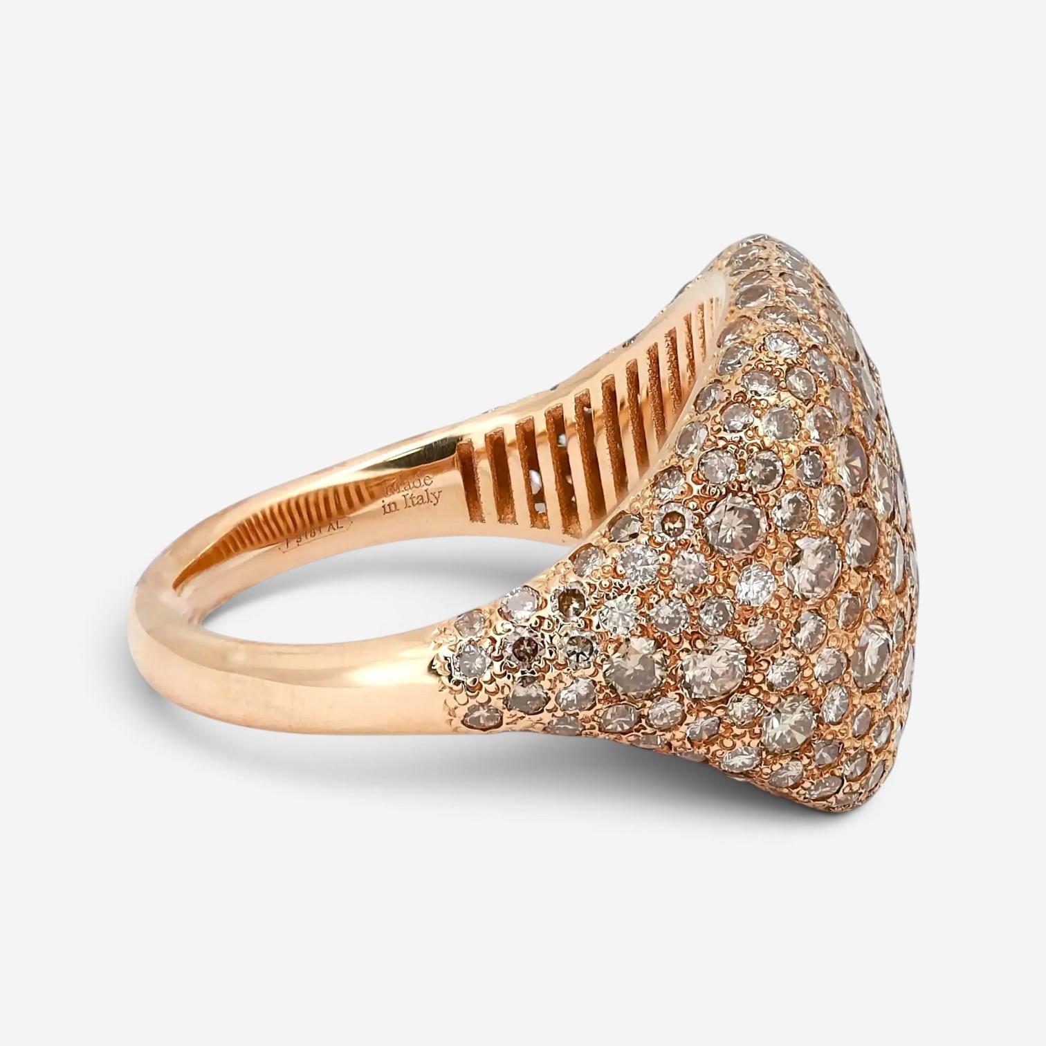 Salvini 18K Rose Gold White & Brown Diamond Signet Ring Sz. 6.5 20056364