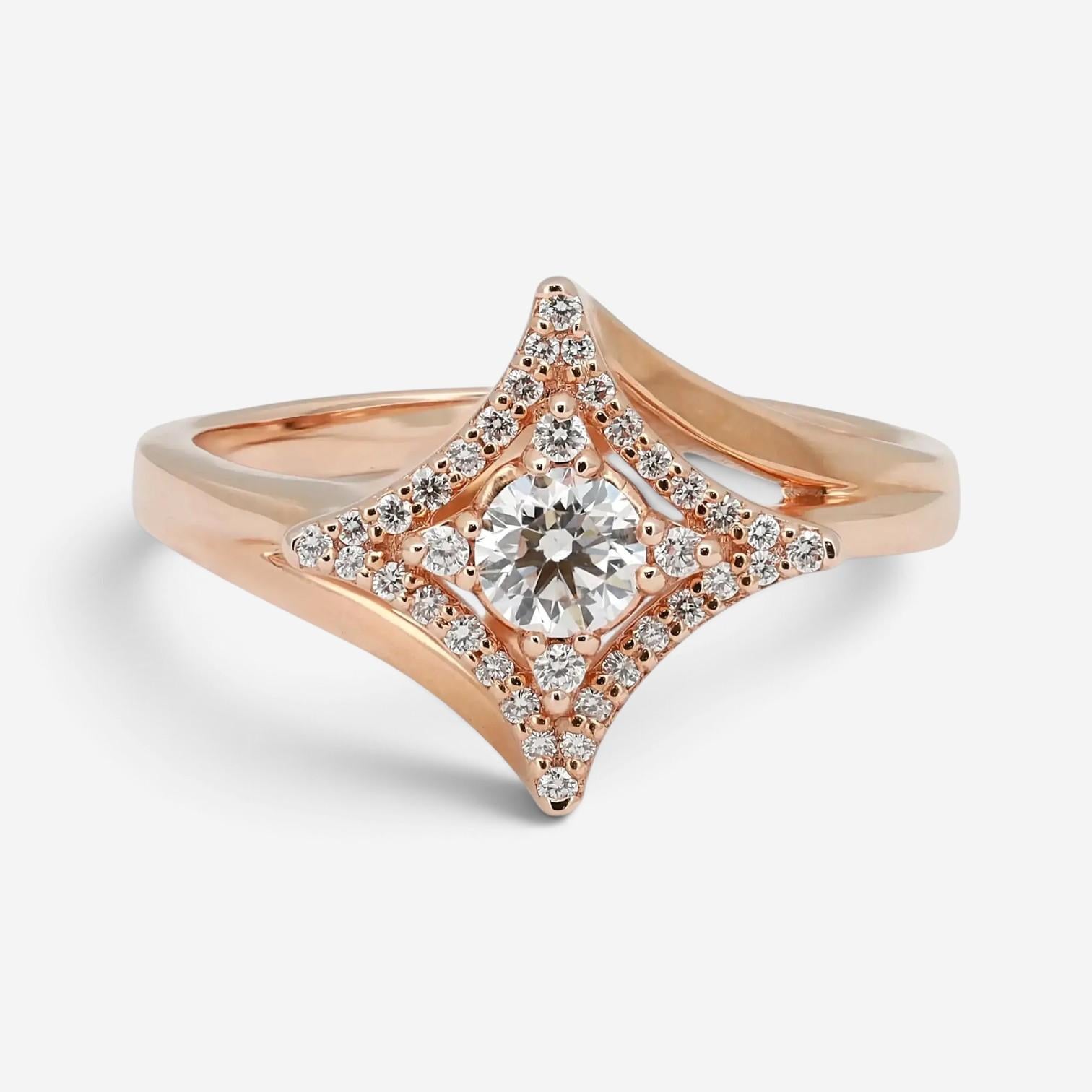 Salvini 18K Rose Gold Diamond Halo Engagement Ring Sz. 6.5 20075840