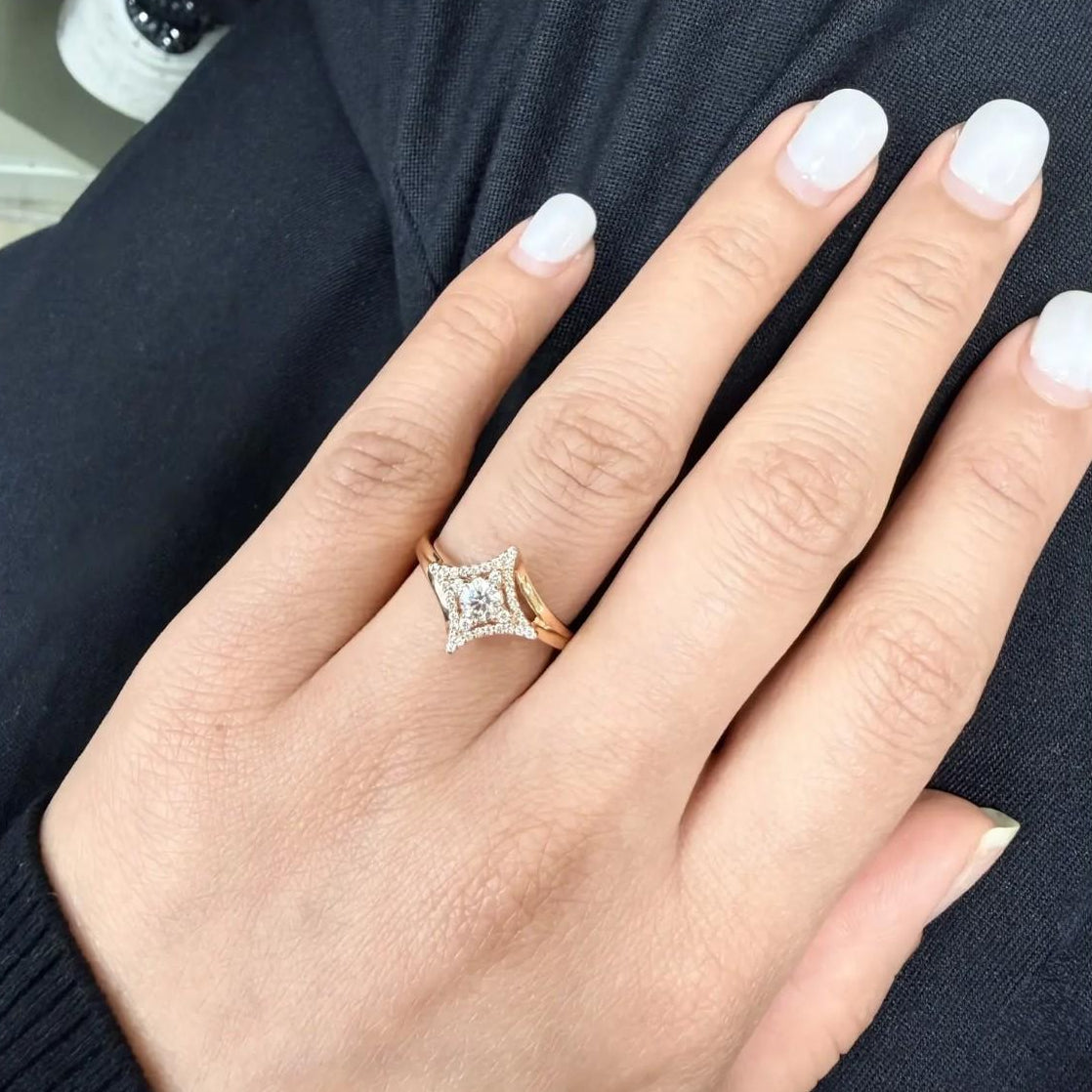 Salvini 18K Rose Gold Diamond Halo Engagement Ring Sz. 6.5 20075840