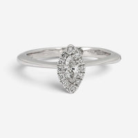 Salvini 18K White Gold Diamond Marquise & Round Halo Engagement Ring Sz. 7.5 200