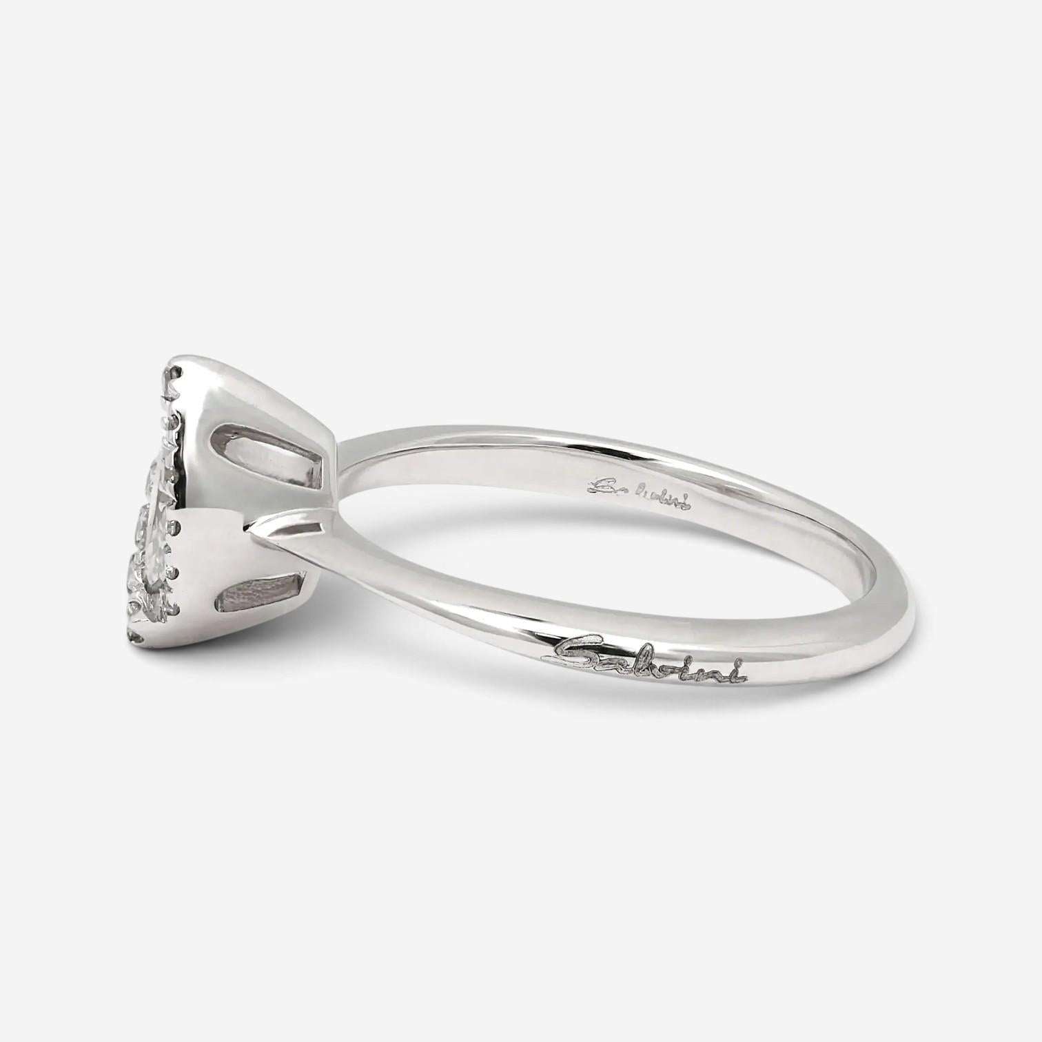 Salvini 18K White Gold Diamond Marquise & Round Halo Engagement Ring Sz. 7.5 200