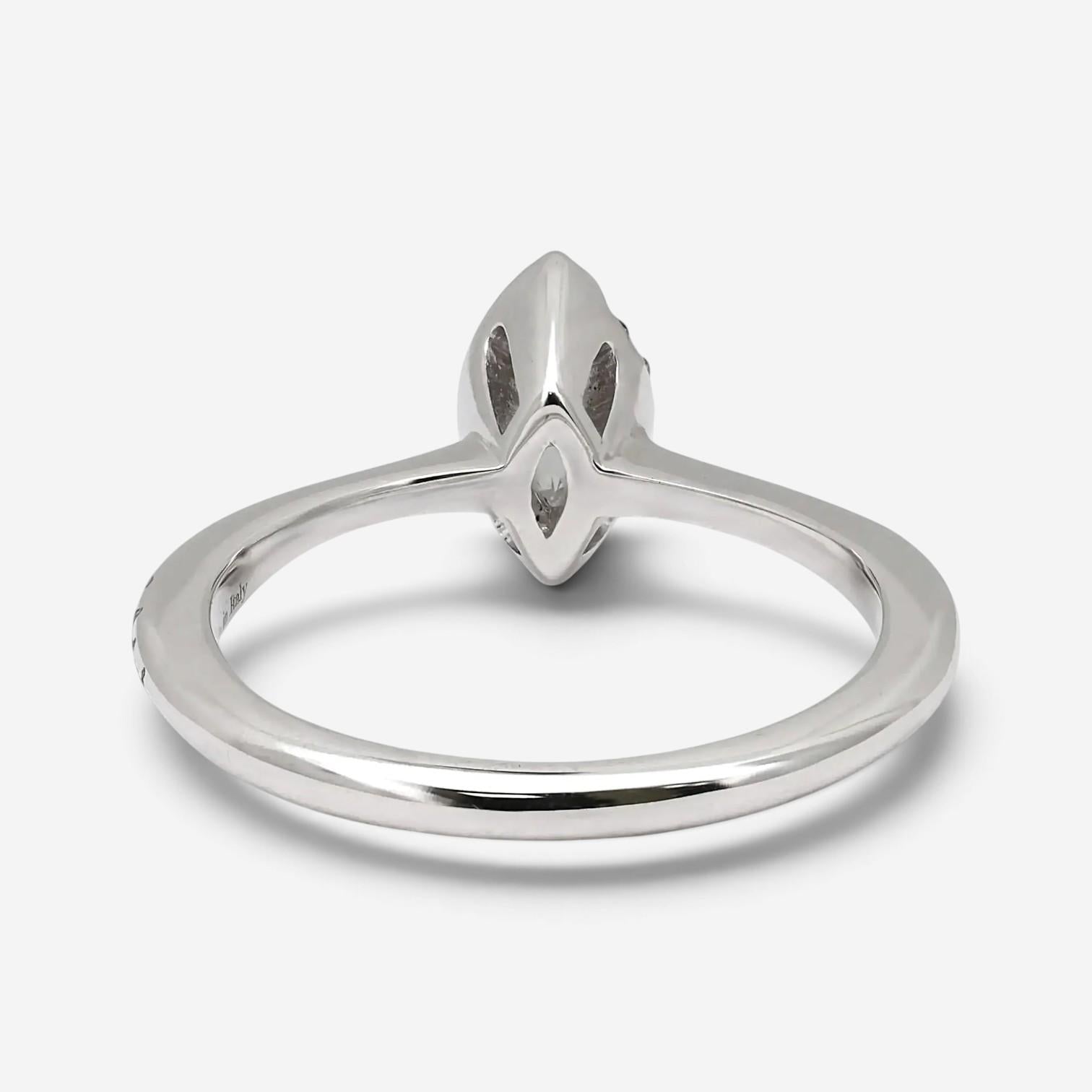 Salvini 18K White Gold Diamond Marquise & Round Halo Engagement Ring Sz. 7.5 200