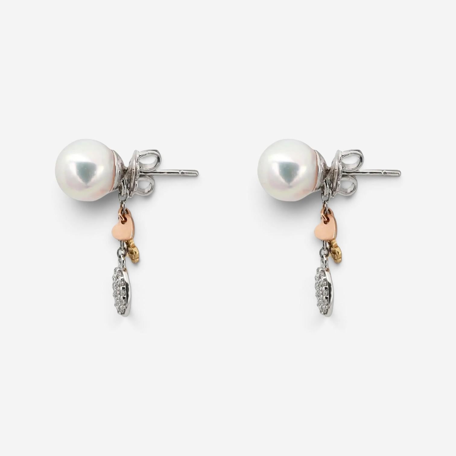 Salvini 18K White, Yellow & Rose Gold Pearl & Diamond Stud Drop Earrings 2004390