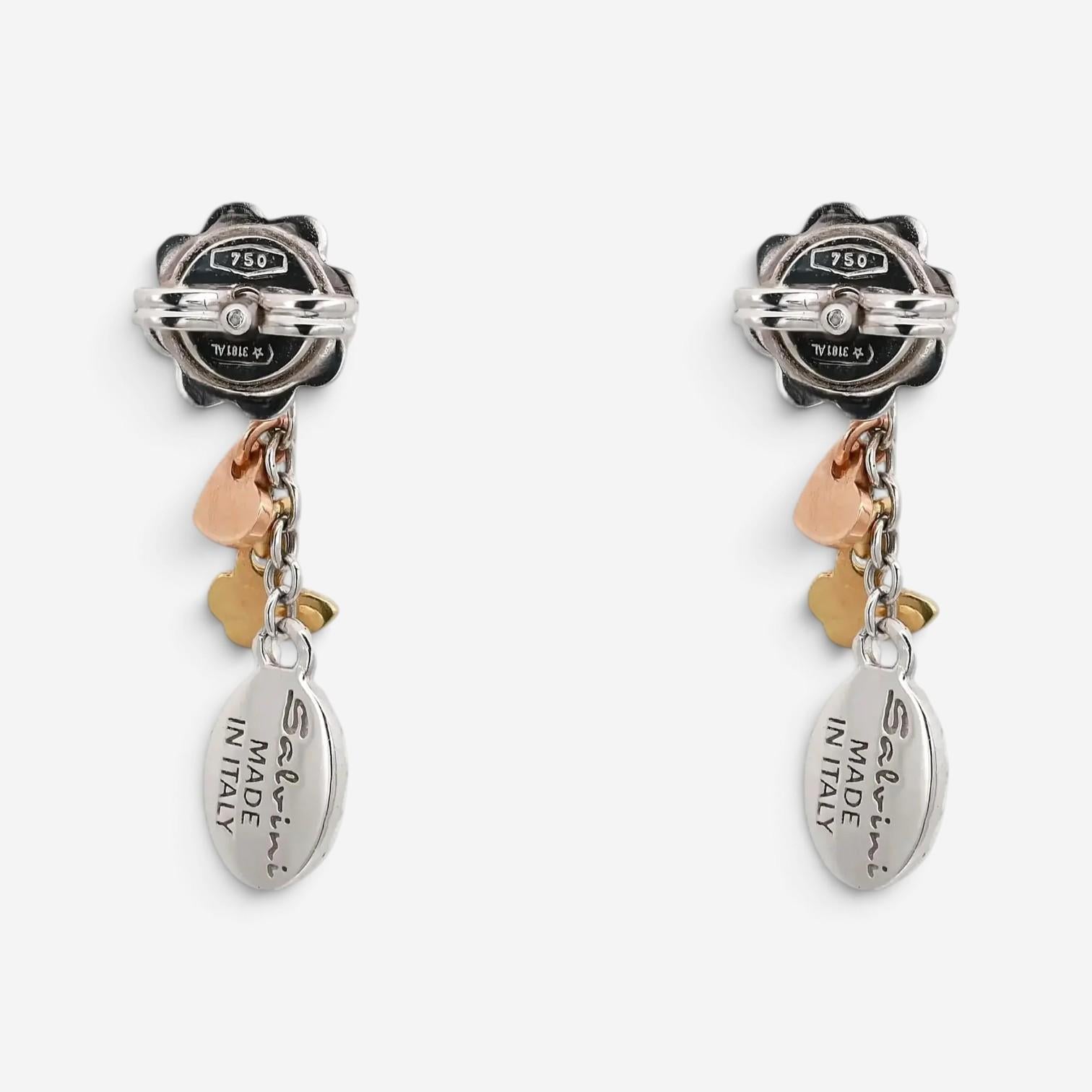 Salvini 18K White, Yellow & Rose Gold Pearl & Diamond Stud Drop Earrings 2004390