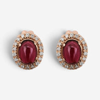 Salvini 18K Rose Gold Cabochon Ruby & Diamond Stud Earrings 20055581