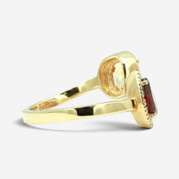Salvini 18K Yellow Gold Citrine, Rhodolite & Diamond Open Wrap Ring Sz. 6.25 200