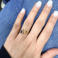 Salvini 18K Yellow Gold Citrine, Rhodolite & Diamond Open Wrap Ring Sz. 6.25 200