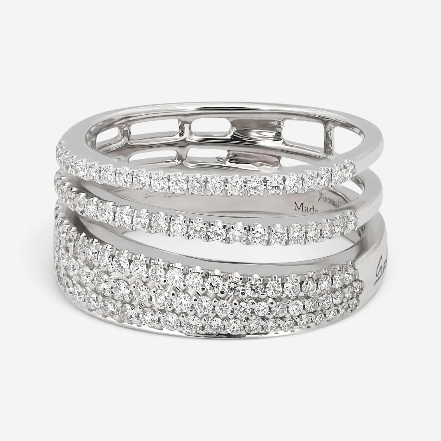 Salvini Euforia S 18K White Gold Diamond Puzzle Band Ring Sz. 6.5 046887