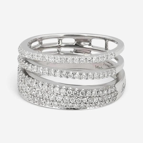 Salvini Euforia S 18K White Gold Diamond Puzzle Band Ring Sz. 6.5 046887
