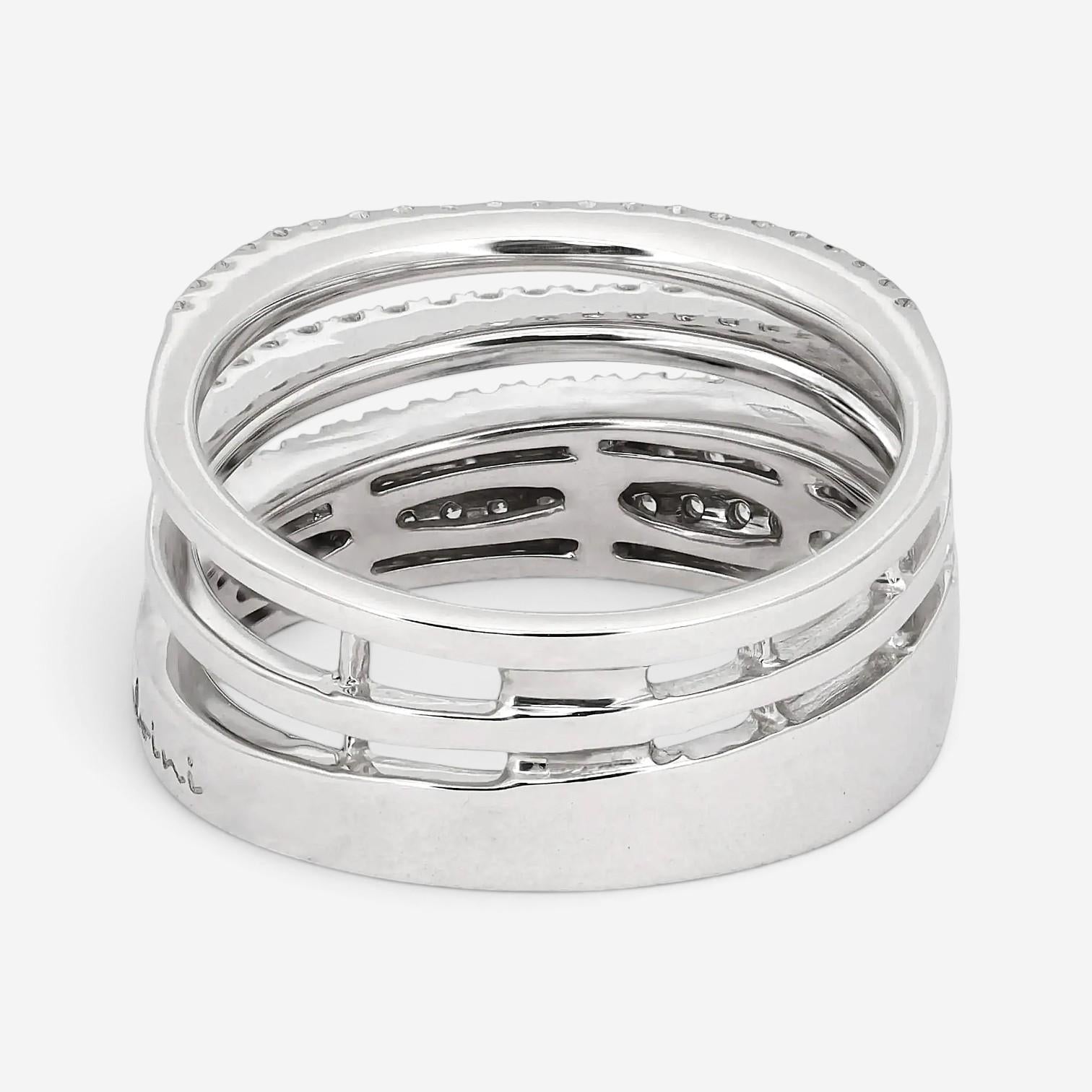 Salvini Euforia S 18K White Gold Diamond Puzzle Band Ring Sz. 6.5 046887