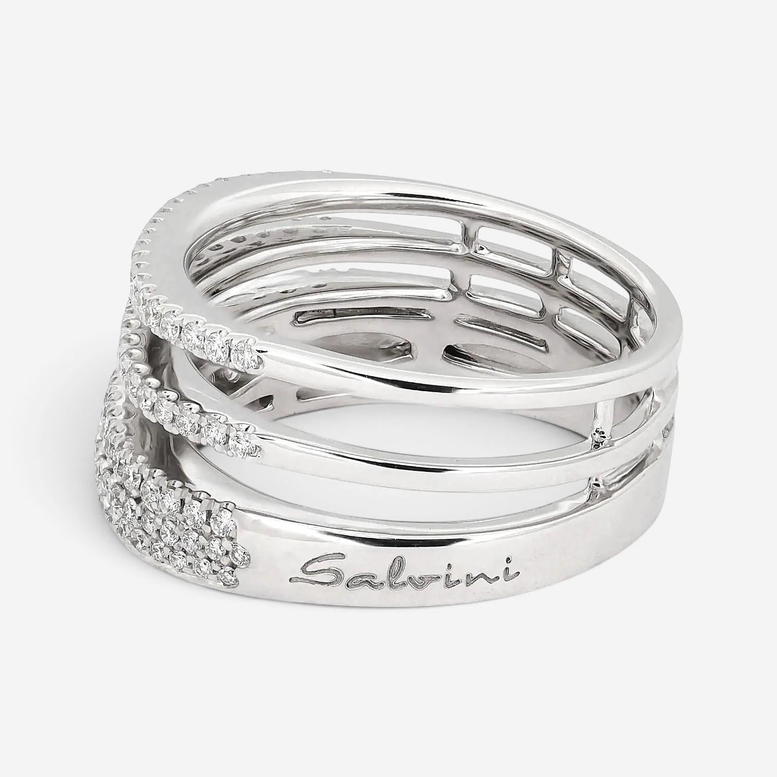 Salvini Euforia S 18K White Gold Diamond Puzzle Band Ring Sz. 6.5 046887