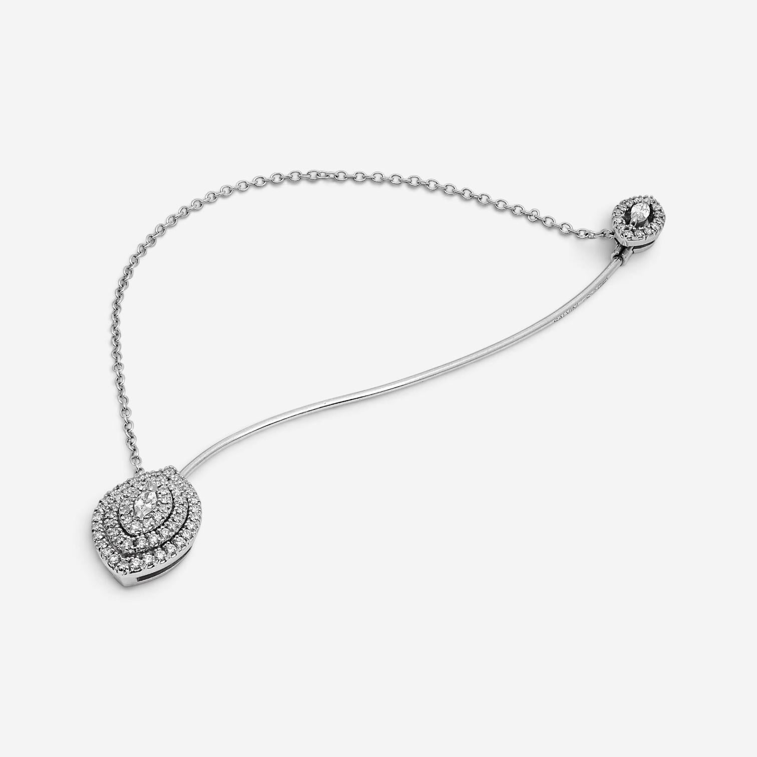 Salvini 18K White Gold Diamond Spilla Leaf Brooch Pin 20075173