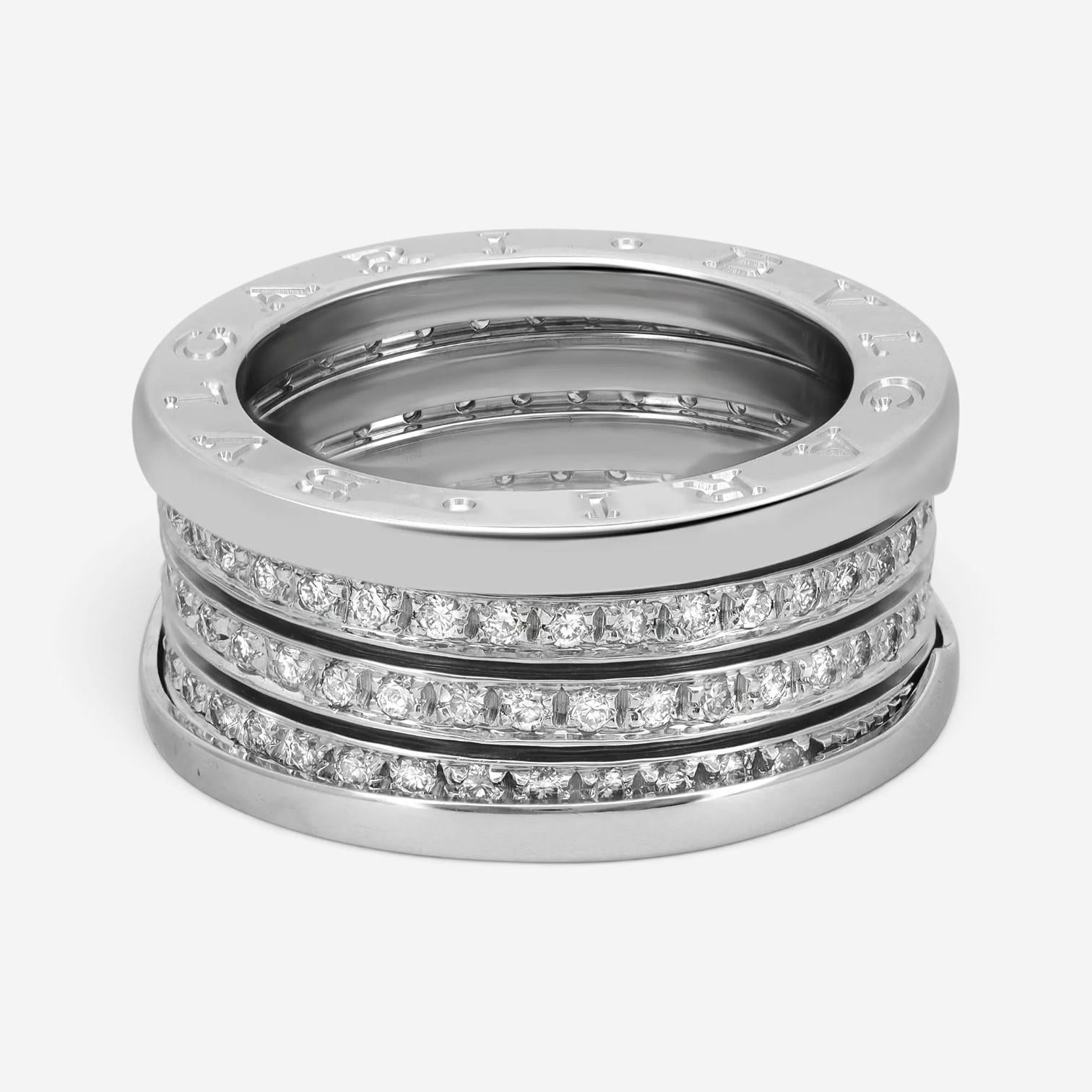 Bulgari B.Zero1 18K White Gold Four Band Ring Sz. 6.5 328701