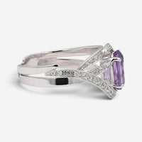 Salvini 18K White Gold Amethyst & Diamond Crossover Cocktail Ring Sz. 6.75 20071