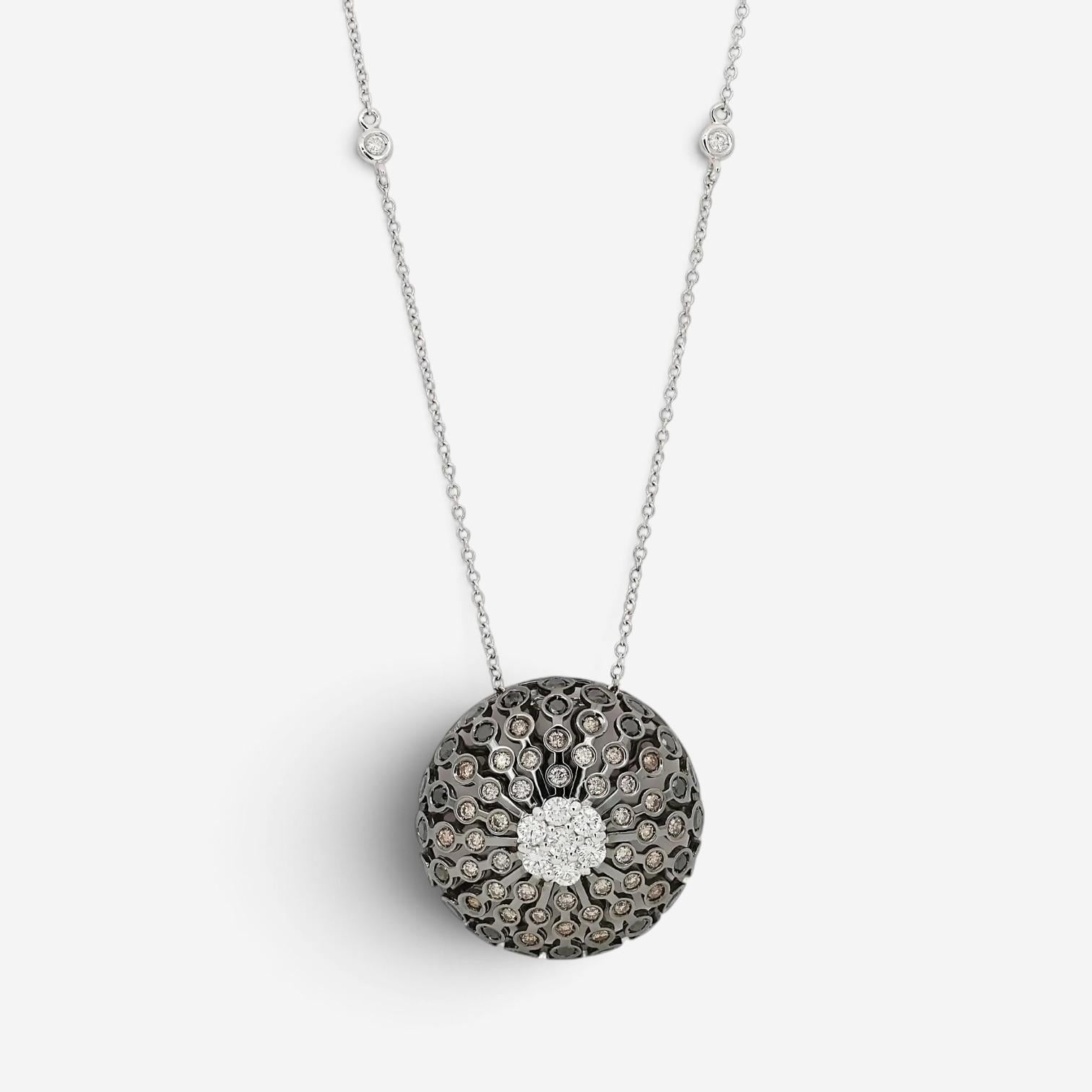 Salvini 18K White Gold Diamond Round Pendant Necklace 20060392