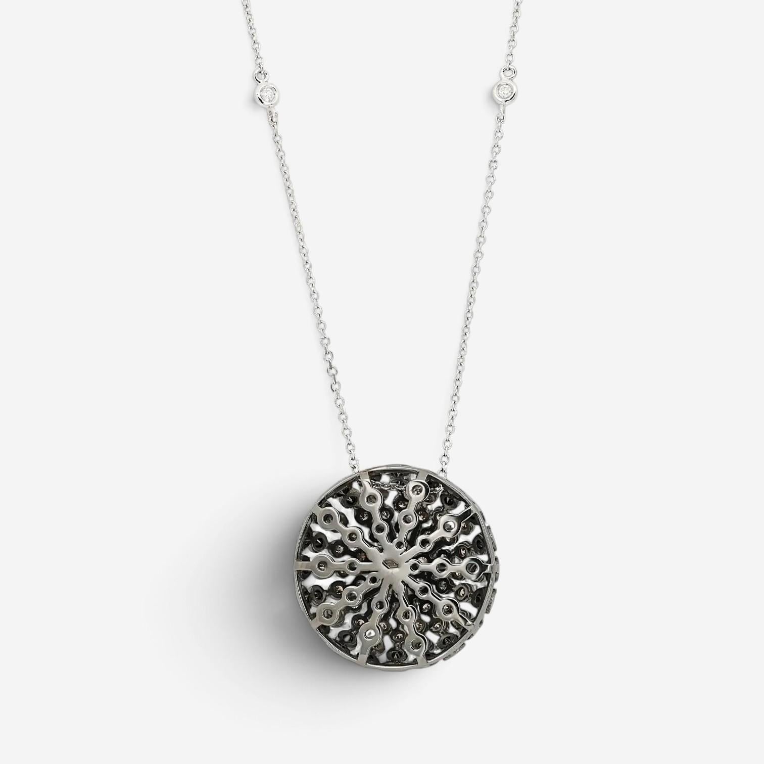 Salvini 18K White Gold Diamond Round Pendant Necklace 20060392