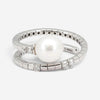 Salvini 18K White Gold Pearl & Diamond Spiral Wrap Ring Sz. 6.5 20075263