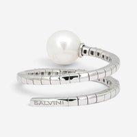 Salvini 18K White Gold Pearl & Diamond Spiral Wrap Ring Sz. 6.5 20075263