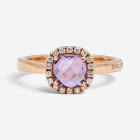 Salvini 18K Rose Gold Amethyst & Diamond Halo Ring Sz. 6.5 046911