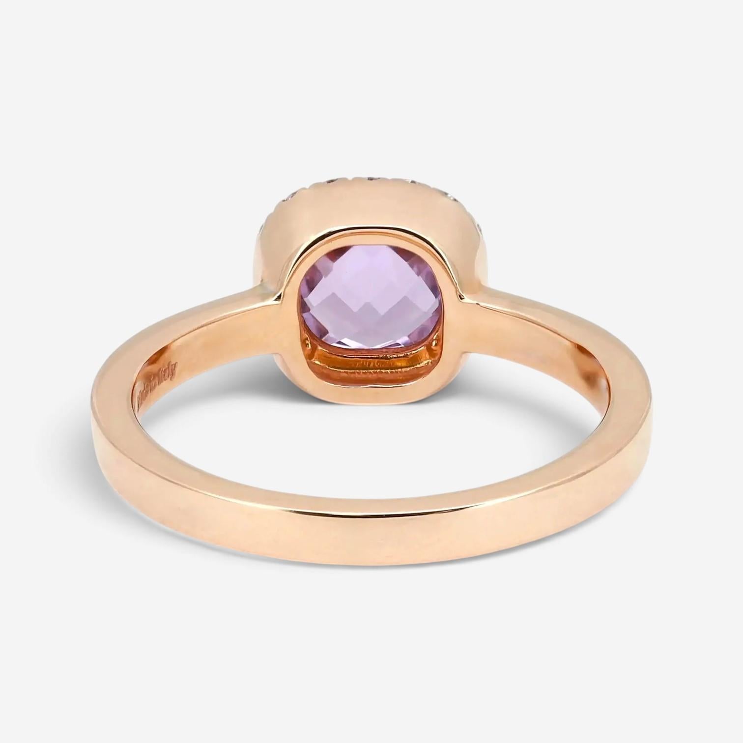 Salvini 18K Rose Gold Amethyst & Diamond Halo Ring Sz. 6.5 046911
