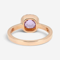 Salvini 18K Rose Gold Amethyst & Diamond Halo Ring Sz. 6.5 046911