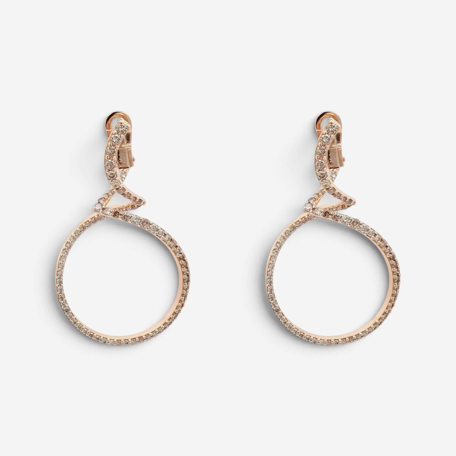 Salvini 18K Rose Gold White & Brown Diamond Drop Earrings 046912