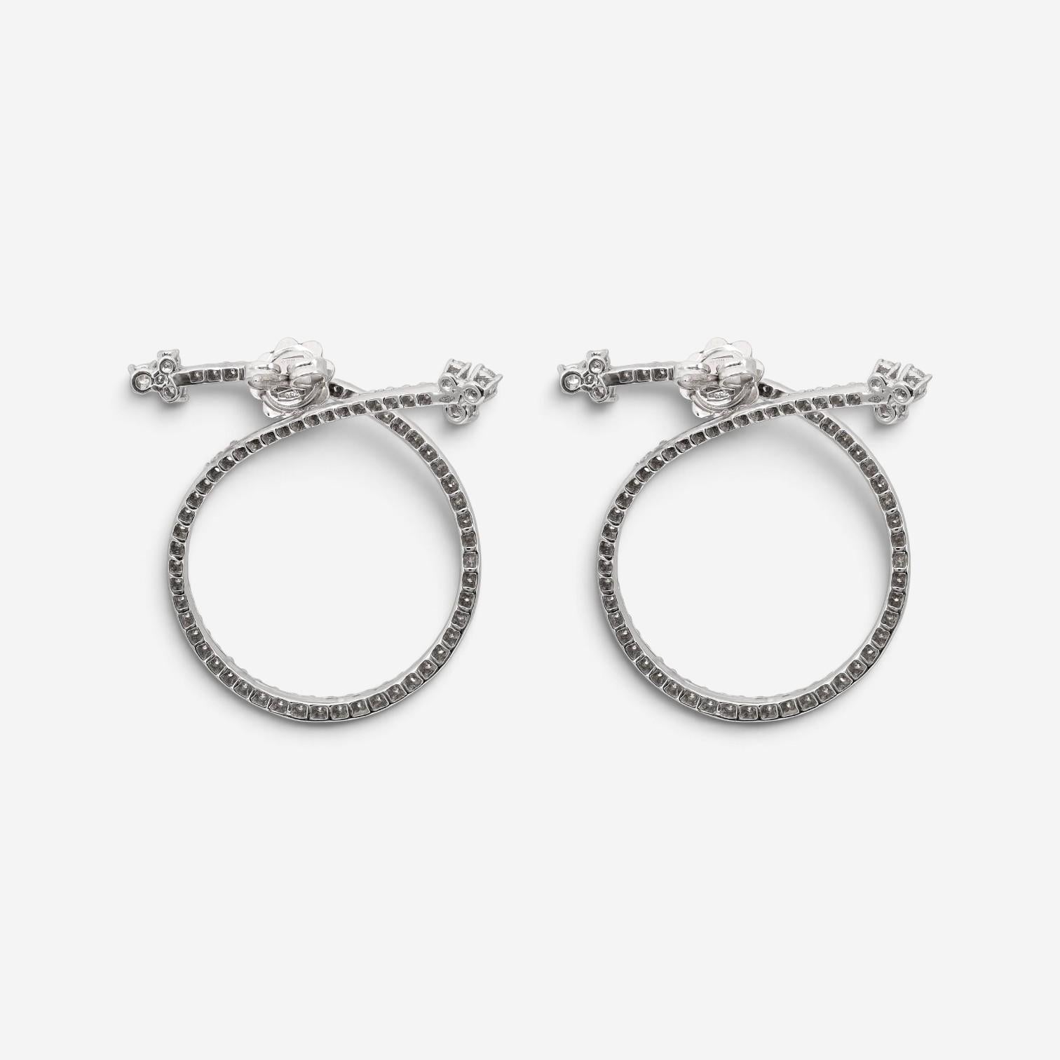 Salvini 18K White Gold Diamond Hoop Earrings 046913