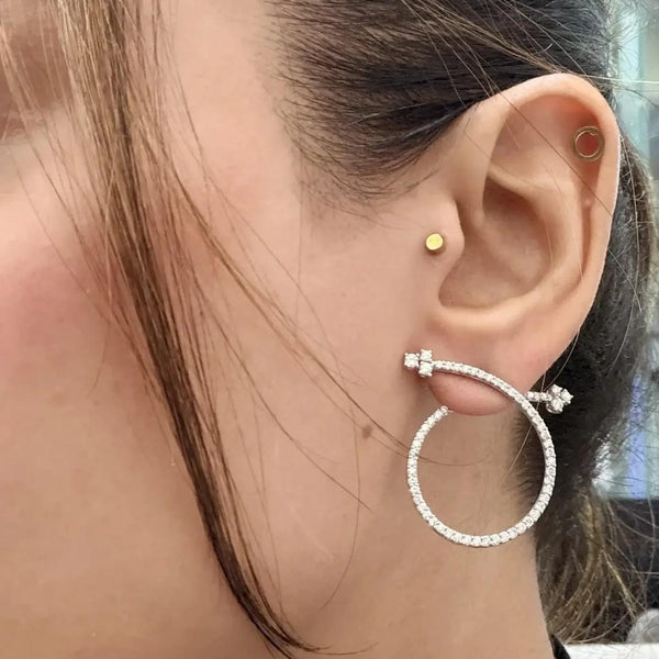Salvini 18K White Gold Diamond Hoop Earrings 046913