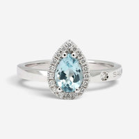Salvini 18K White Gold Aquamarine & Diamond Sorrenta Engagement Ring Sz. 6.25 04