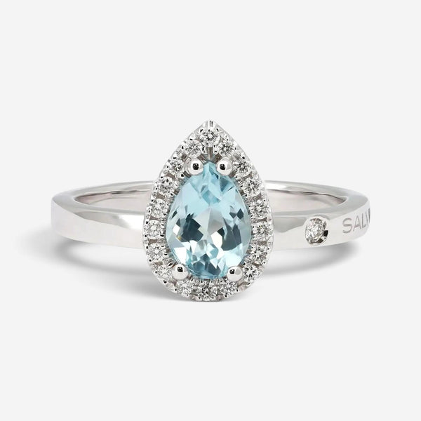 Salvini 18K White Gold Aquamarine & Diamond Sorrenta Engagement Ring Sz. 6.25 04