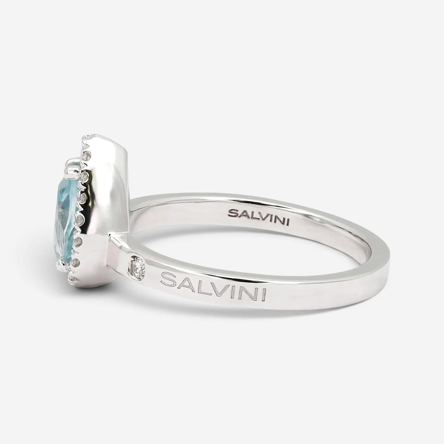 Salvini 18K White Gold Aquamarine & Diamond Sorrenta Engagement Ring Sz. 6.25 04